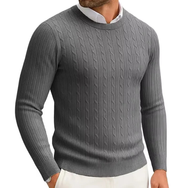 Winter Warm Sweater Men's Round Neck Sweater Slim Fit Pullover Sweater Men's Knitted Inner Top