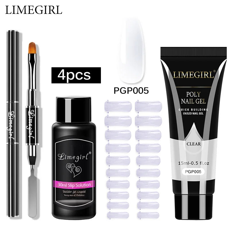 LIMEGIRL  Poly Nail Gel Set Manicure Set Gel Cuticle Pusher Finger Extend Mold Nail Kit All For Quick Extension Manicure Set