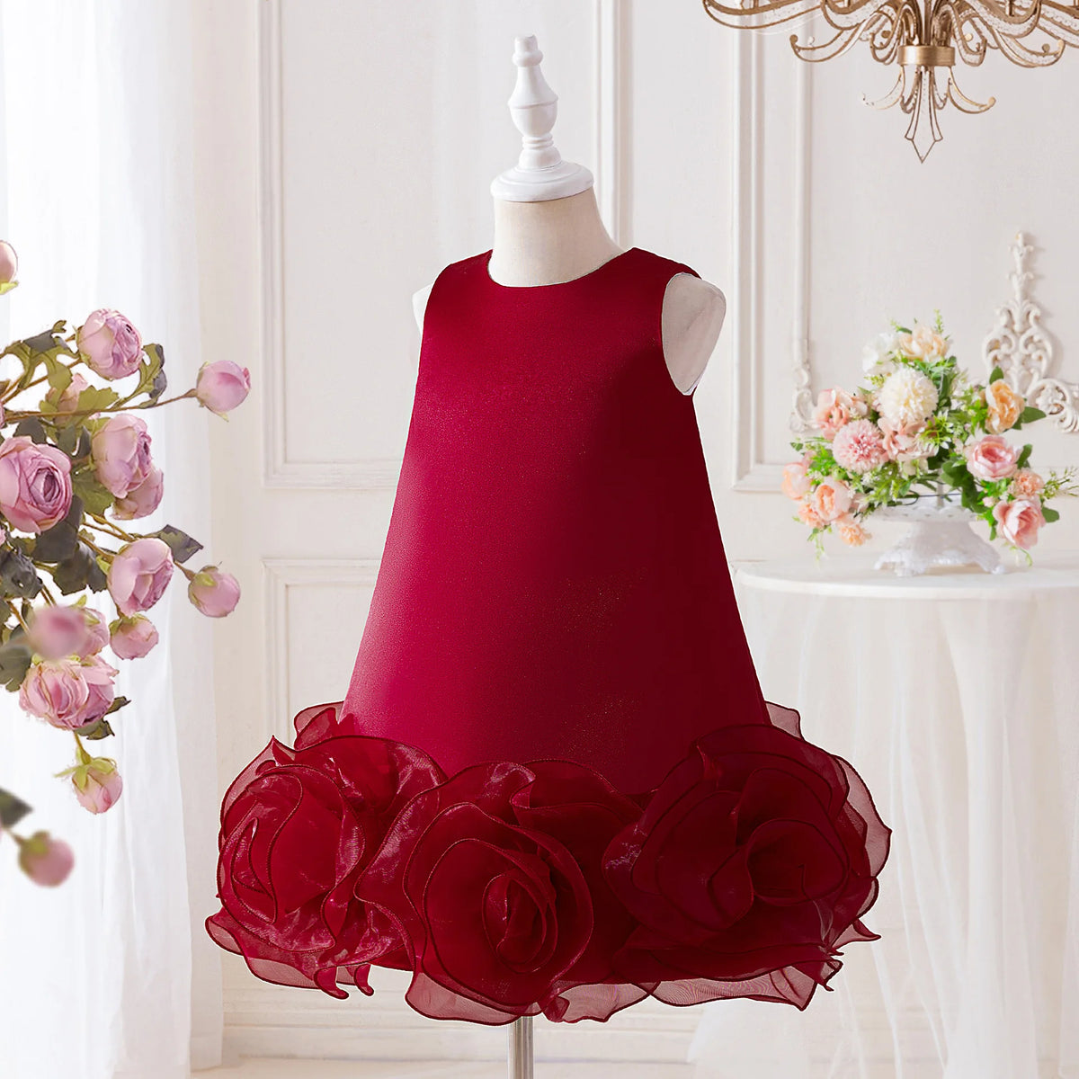 Elegant Dress For Girls Flower Ruffles Princess Dress For Children Formal Evening Wedding Birthday Party First Communion Gown
