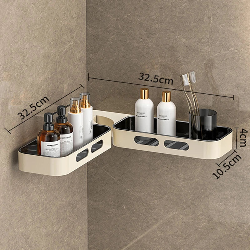Rotating Bathroom Shelf Organizer 360° Adjustable Wall Mounted Storage Rack Thickened ABS No Drilling Required for Toiletries