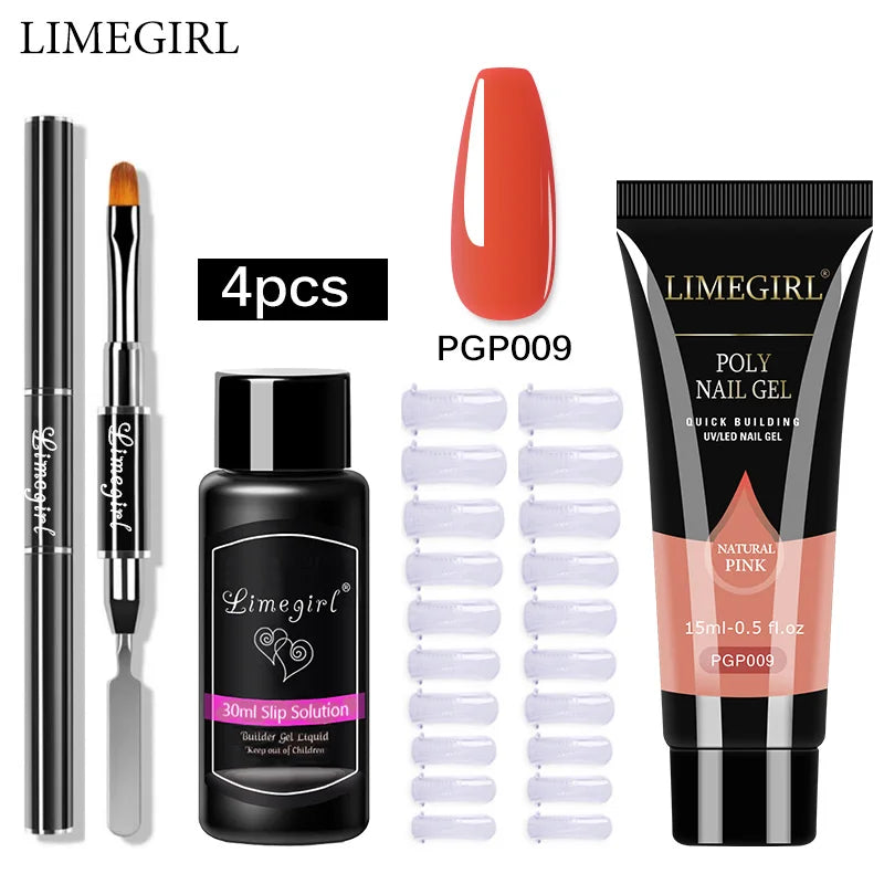 LIMEGIRL  Poly Nail Gel Set Manicure Set Gel Cuticle Pusher Finger Extend Mold Nail Kit All For Quick Extension Manicure Set