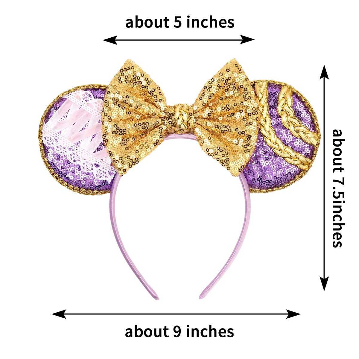 Cute Cartoon Hair Accessories for Girls Chameleon Sunflower Ears Hairbands Women Tangled Head Bands Kids Sequins 5"Bow Headwear