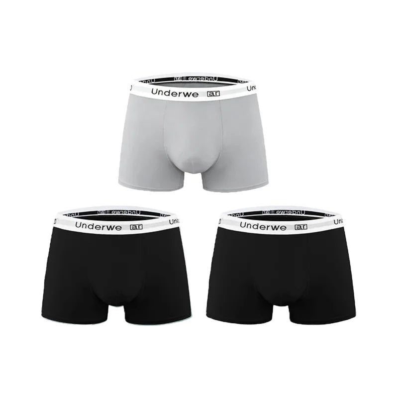 3Pcs Men Boxer Briefs Comfortable Soft Underwear Elastic Waistband Male Underpants Breathable Shorts