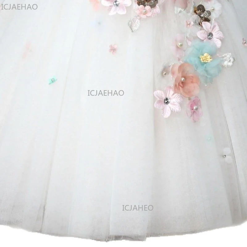 2026 Elegant Princess Dress for Girls Host Gown Children Wedding Flower Girl KidsBirthday Pageant Party Formal Dresses Costume