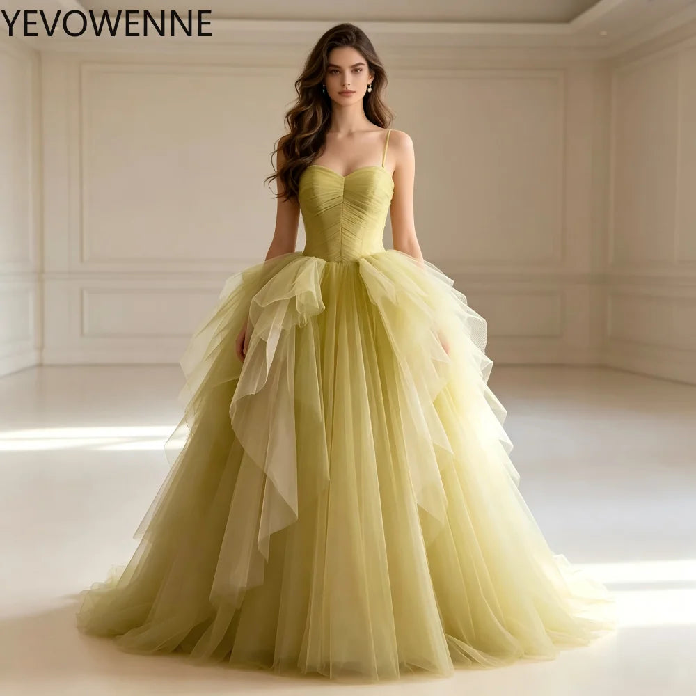 Elegant  Evening Dress for Women Sweetheart Neck Ball GownTulle Ruffles Formal Party Prom Dresses