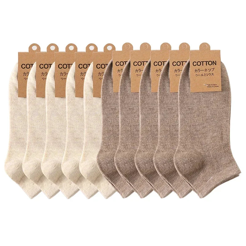 10 Pairs/Lot Men's Breathable Cotton Socks Hot Selling Low Tube Solid Color Comfortable Simple Fashion Gifts Male Ankle Sock