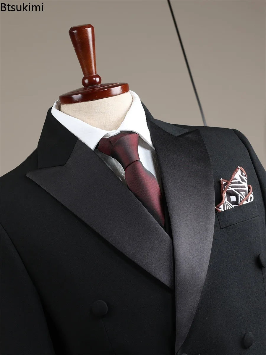 Groom's Wedding Suit Stylish and Atmospheric Formal Dress New Men's Business Double Breasted Suit High-quality Male 2-piece Set