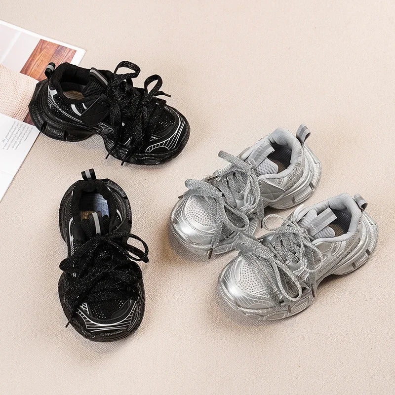 2024 Children Sneakers for Girls Autumn New Fashion Korean Style Soft Comfortable Casual Anti-slippery Sweet Bowtie Sports Shoes