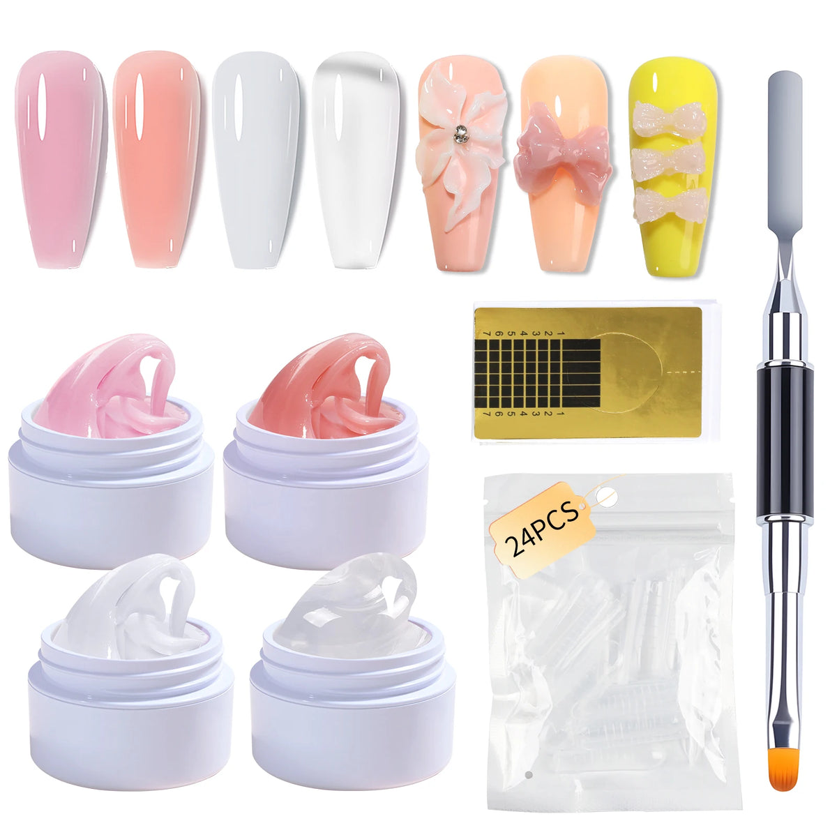 15ml Nail Extension Gel Set Solid Nail Extension Gel Non-Stick 3d Sculpture Phototherapy Uv Gel Rapid Molding Gel Nail Piece