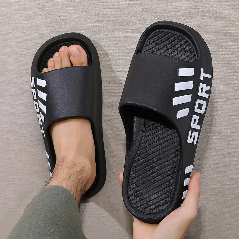 Summer Fashion Slippers For Men Indoor Outdoor Sandals Beach Flip Flop Thick Sole Male Slides Summer Non-Slip Men Shower Slipper