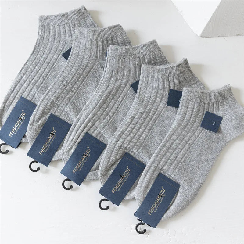 5 Pairs 1 Lot Cotton Socks Pack Men Solid Color White Black Gray Thin Breathable Wholesale Hommes Summer Socks Set Calcetines