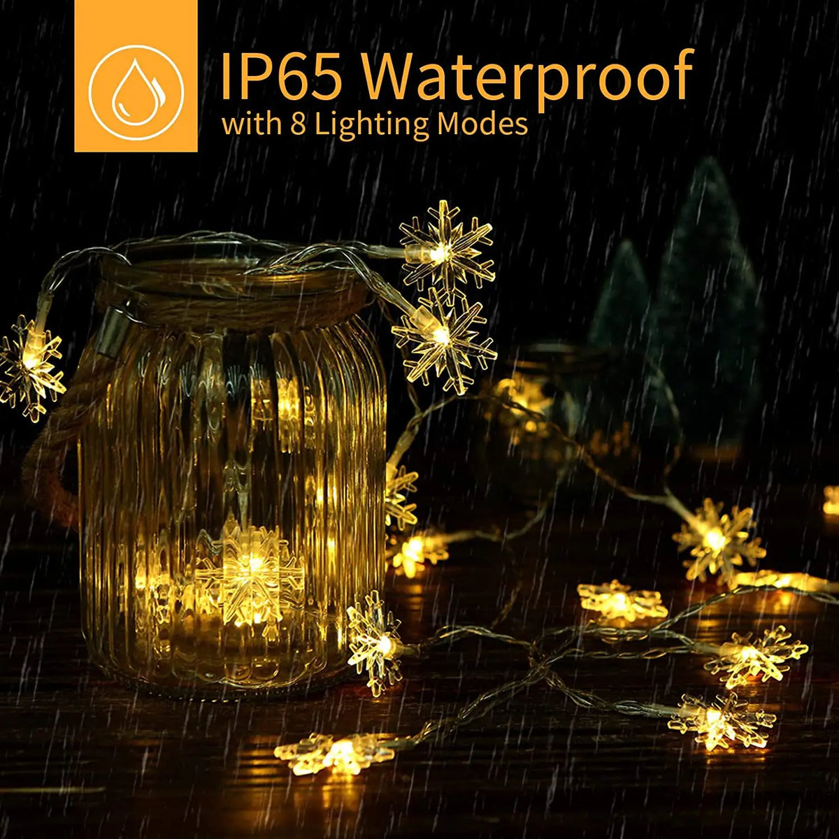 Christmas Solar String Light 8 Modes Solar Powered Snowflake Outdoor Waterproof Fairy String Lights For Home Xmas Tree Garden