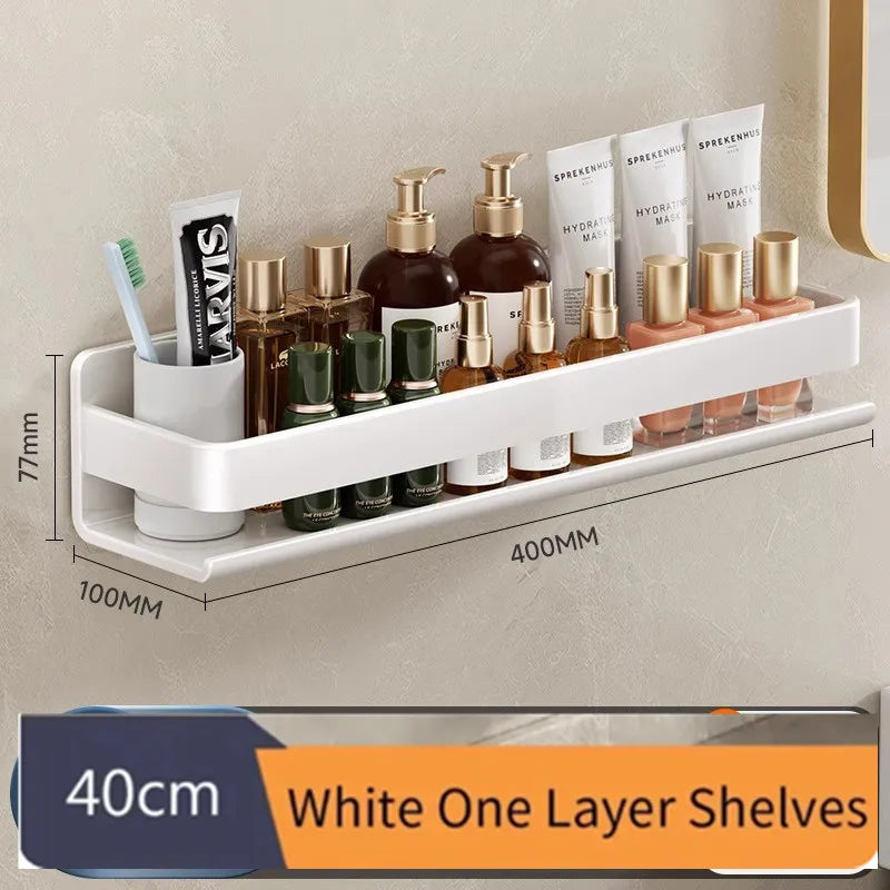 Bathroom Shelf Without Drilling Makeup Organizer Shampoo Storage Shelf Storage Rack For Kitchen Bathroom Organizer Accessorie