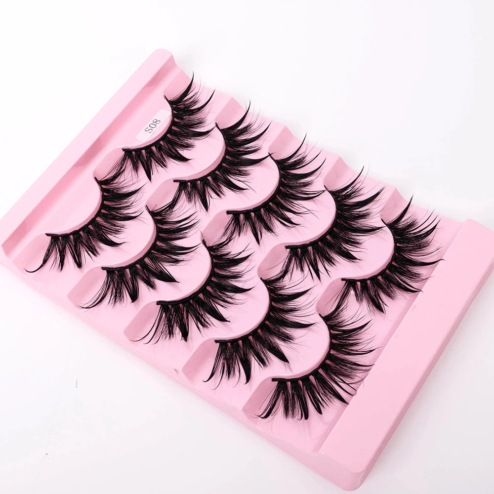 Yiernuo 1/5 Pairs Cosplay Anime Eyelashes Manga Lashes Dramatic Fairy Clusters Lashes Wet Look Lashes