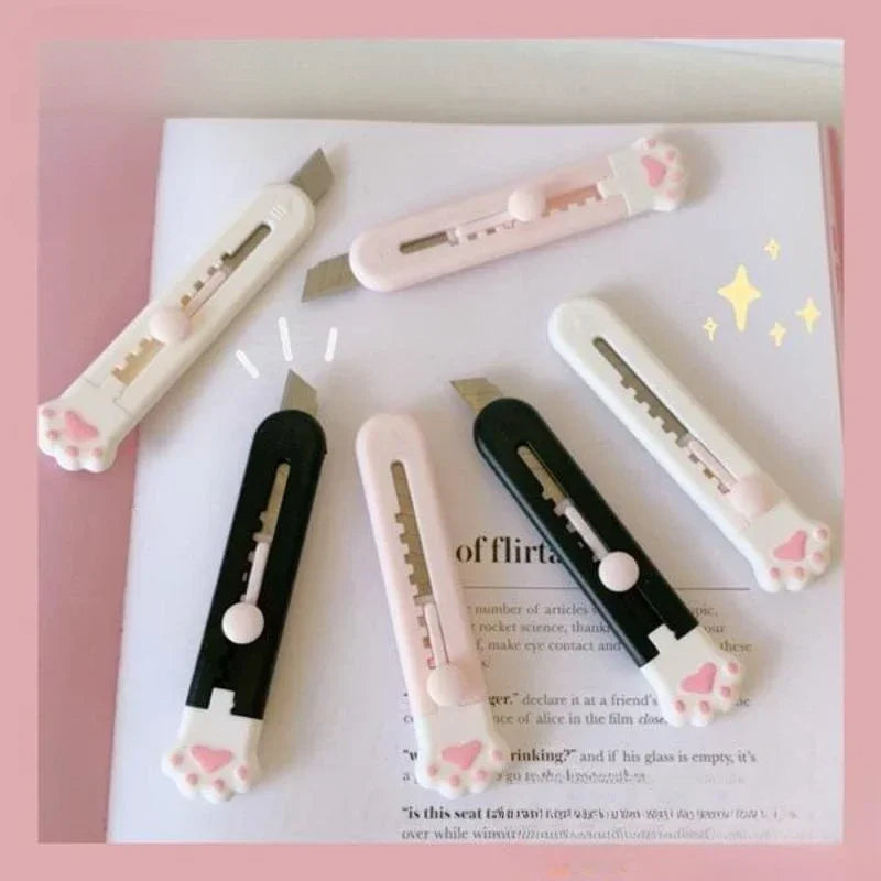 Mini Cute Cat Paw Utility Knife Lovely Cat Paw Kawaii Open Box Cutter Letter Envelope Opener Mail Knife School Office Supplies