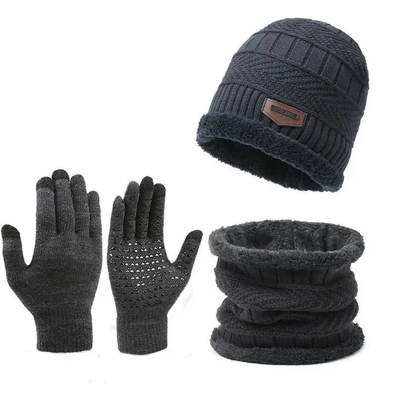 Winter Hat for Men Women Beanie Hats Scarf Glove Earmuff Set Thick Warm Slouchy Beanies Hat for Boy Girl Cap