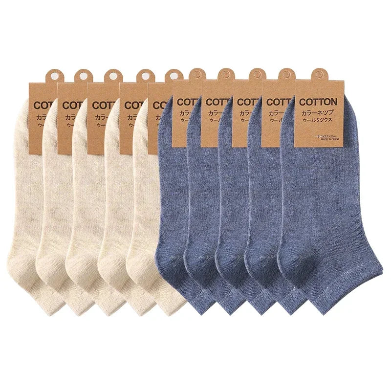10 Pairs/Lot Men's Breathable Cotton Socks Hot Selling Low Tube Solid Color Comfortable Simple Fashion Gifts Male Ankle Sock