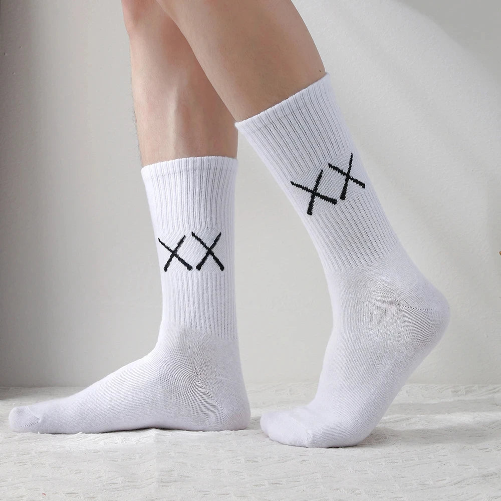 5Pairs/Lot Cotton Socks Men Soft Breathable Long Socks FASHION Solid Color Deodorize White Socks Man Outdoor Sports Soccer Sock