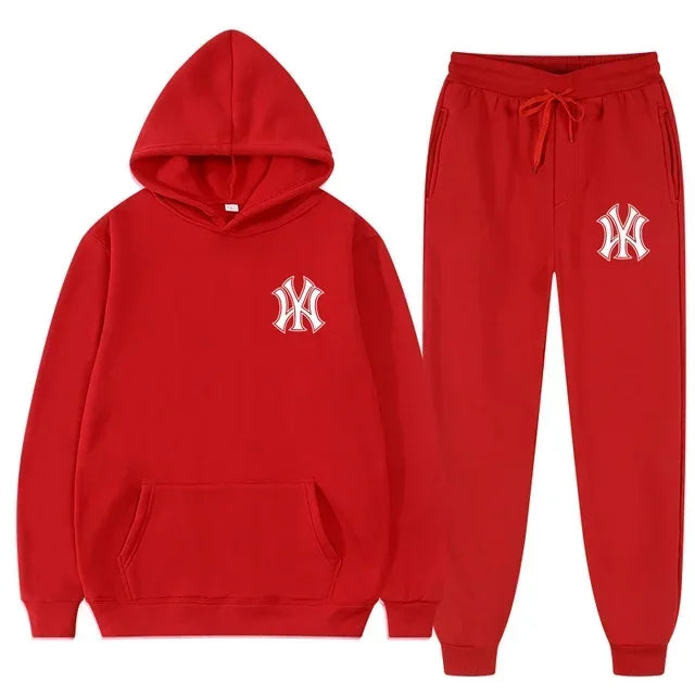 2026Men's running and fitness fashion casual sportswear set for autumn and winter hooded sweatshirt  jogging pants two-piece set