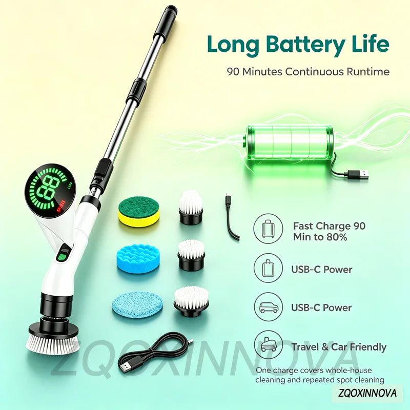 Electric Spin Scrubber, Bathroom Cordless Cleaning Brush Power Scrubber with  Replaceable Brush Heads, Electric Cleaning Brush