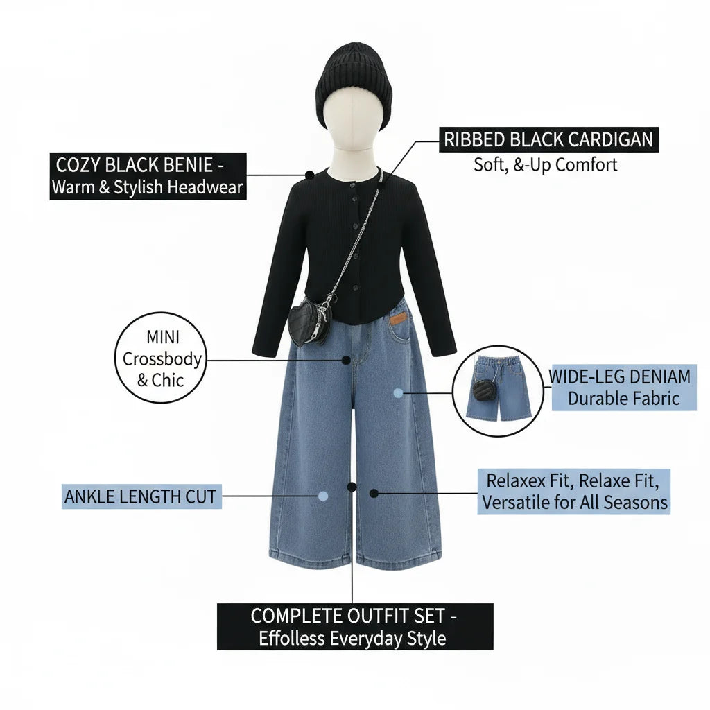 Kids' Clothing 1PCS Children's Denim Pants Girls' Baby Clothes Korean Bottoming Shirts Casual Jeans Girls Wide-leg Pants Tops