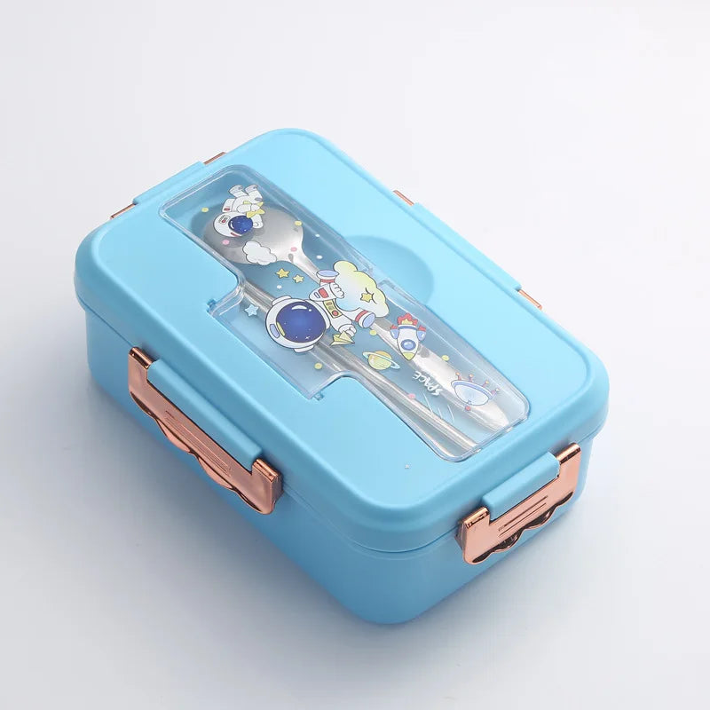 Bento Lunch Box for Kids Girls Cartoon Students Kawaii Cute Dinosaur Heated 3 Grid Sandwich Snack Food Box Special Canteen