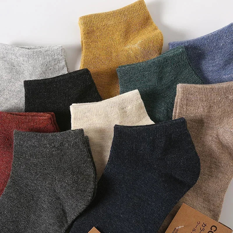 10 Pairs/Lot Men's Breathable Cotton Socks Hot Selling Low Tube Solid Color Comfortable Simple Fashion Gifts Male Ankle Sock