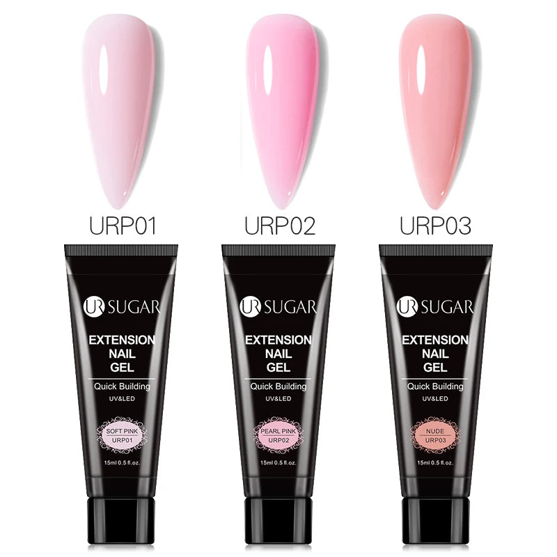 UR SUGAR 15ml Nail Extension Gel Set Acrylic Quick Building Hard Gel For Finger Prolong Form Tips Manicure Extension Tool Kits