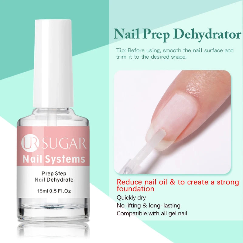 UR SUGAR 15ml 2Pcs/Set Nail-Primers Nail Prep Dehydrator Set No Need UV LED Lamp Manicures for Nail Art Gel Nail Polish Design