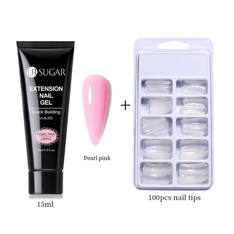 UR SUGAR 15ml Nail Extension Gel Set Acrylic Quick Building Hard Gel For Finger Prolong Form Tips Manicure Extension Tool Kits