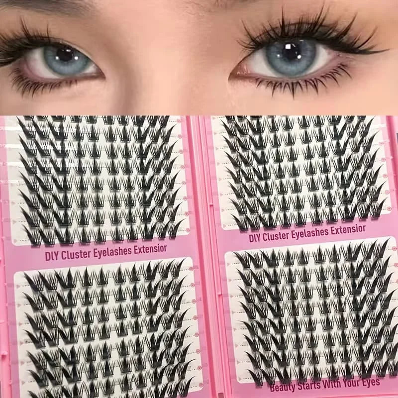 Manga Eyelash Cluster Sharp 320pcs, 13mm Length Slim Korean Makeup Eyelash Cluster, Asian Style Eyelashes Reusable, Beginner