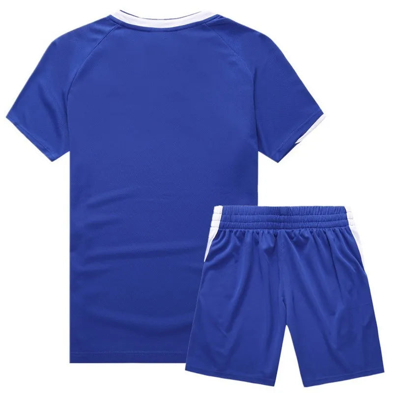 Mens Fitness Tracksuit Set Summer Casual Sporting Male Quick-Drying Short-Sleeved Tops+Shorts Sweatsuit 2 Piece Set Track Suit