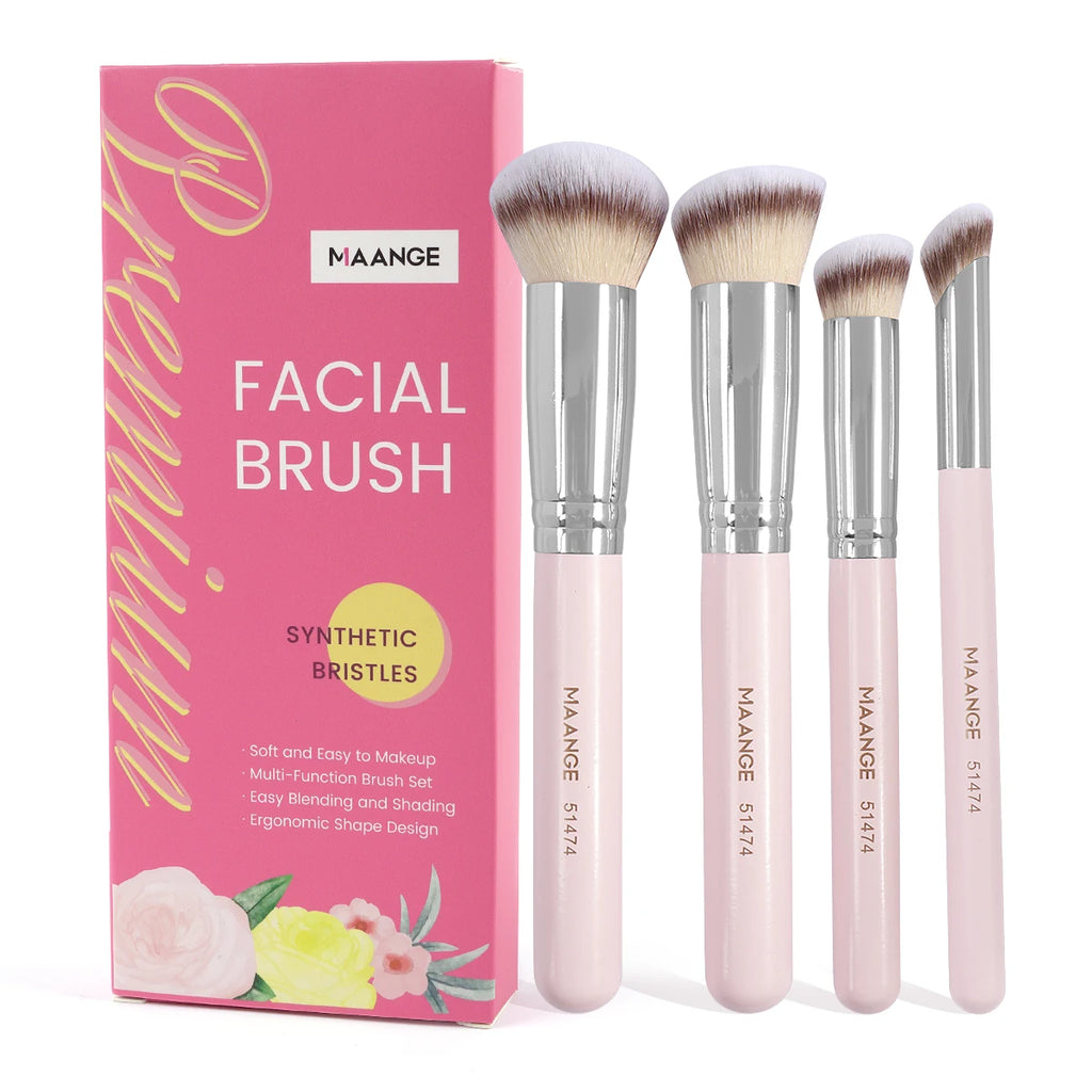 MAANGE Gift Box 4 Pieces Face Makeup Brushes Kit Foundation Concealer Soft Bristles Flawless Beauty Tool For Women Facial Makeup