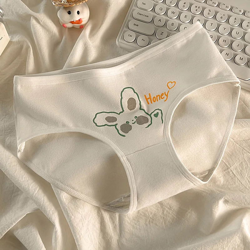 3pcs Cotton Girls Panties Adolescent Mid Waist Underwears Babys Fashion Briefs Breathable Pantys Students Cartoon Print Lingerie