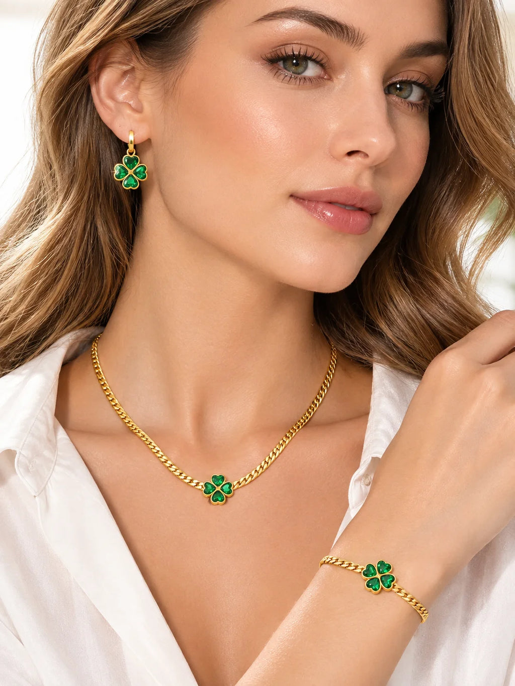 Necklace Earrings Bracelet Jewelry Set Stainless Steel Delicate Small Jewelry Fashion Simple Versatile Elegant for Daily Wear Gi