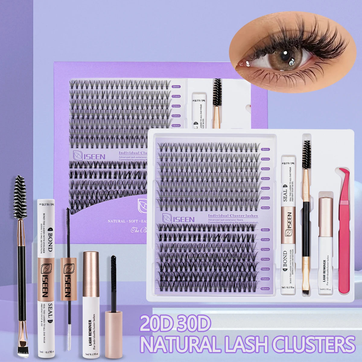 Lash Clusters Kit Eyelash Clusters Manga Fairy Individual Lashes Wispy Cluster Eyelash Extensions with Bond & Seal Lash Tweezer