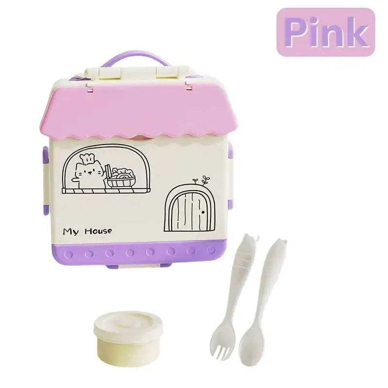 Bento Box for Kids - Insulated Bento Lunch Box with Leak Proof Vacuum Insulated Food Jar - 4 Compartments Outdoor Tableware