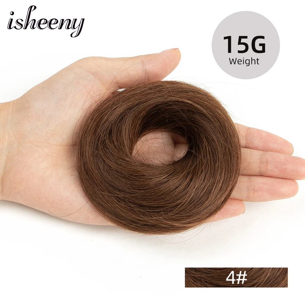 Blonde Human Hair Buns Chignon Updo Donut Wrap Ponytail Hair Extensions Remy Hairpiece Real Natural Human Hair 11 Color