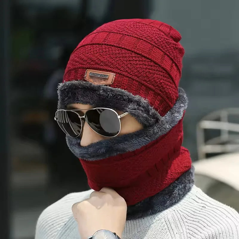 Winter Hat for Men Women Beanie Hats Scarf Glove Earmuff Set Thick Warm Slouchy Beanies Hat for Boy Girl Cap