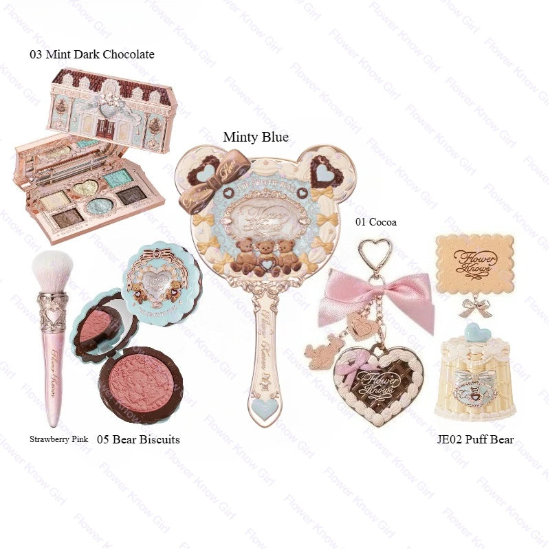 FLOWER KNOWS Sweet Treats Full Face Set Makeup Gift Set All In Shimmer Eye Shadow Palette Blush Powder Lip Jelly Gift Box