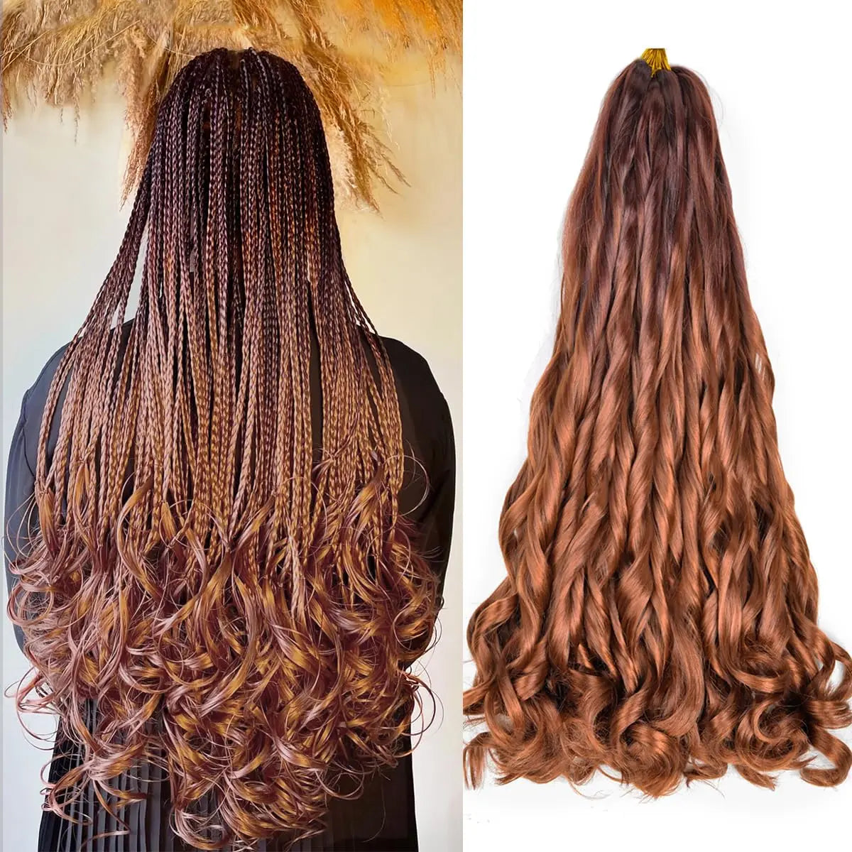 French Curl Braids Hair 22“Loose Wave Bouncy Synthetic Spiral Curls Braiding Hair Extensions Ombre Pre Stretched Hair For Women