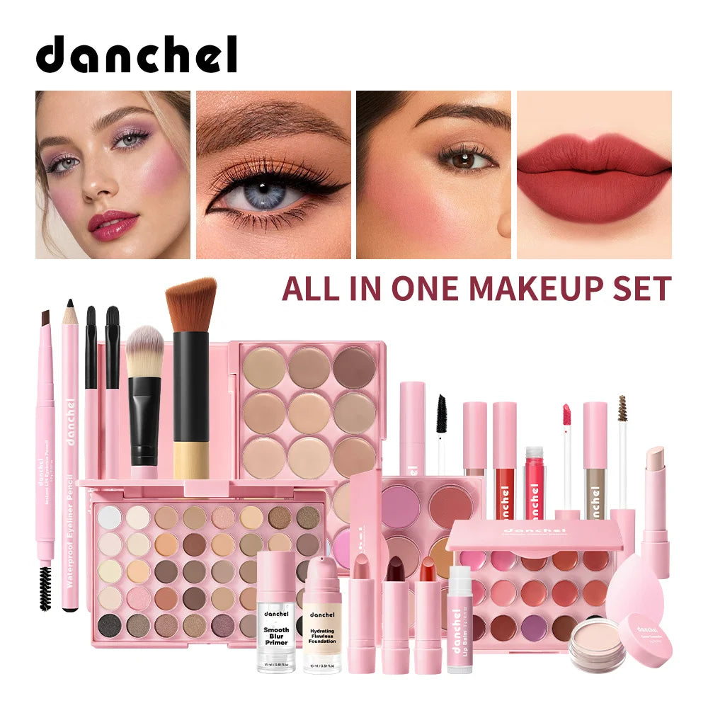 All in One Makeup Kit Full Makeup Kit Gift for Women Teen Girl Eyeshadow Blush Foundation Primer Brush Lipstick Lipgloss Cosmeti