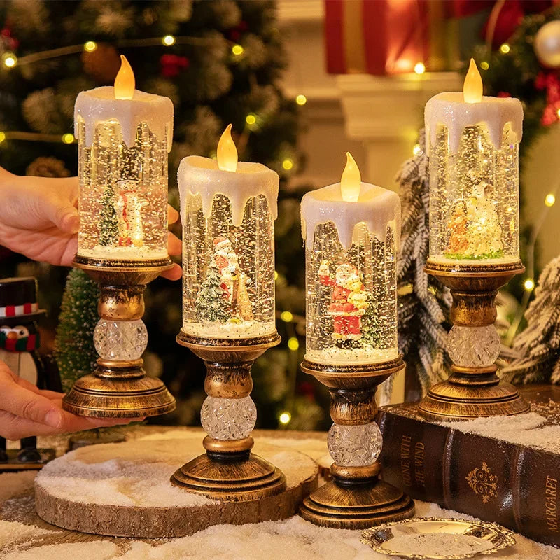 Dekorative Weihnachts-LED-Kerzen mit Schneeeffekt