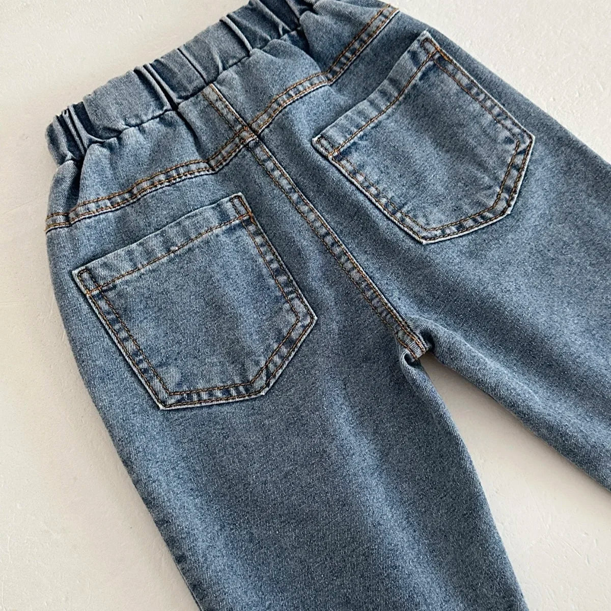 Baby Denim Pants For Toddler Boy Girl, Elastic Waistband Loose Straight Leg Jeans, Kids Casual Daily Wear Trousers