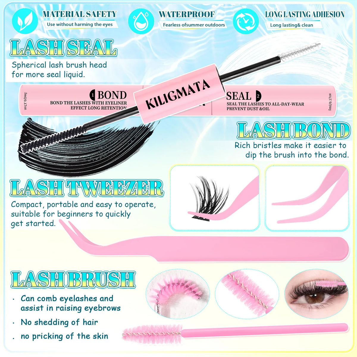 Manga Lash Clusters Kit 60D 80D 100D Individual Eyelash Extensions 8-16mm D Curl Natural Cat Eye Dramatic Lashes DIY