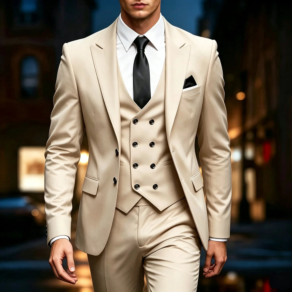 Men's 3‑Piece Suit | Wedding Business Formal Blazer & Trousers for Prom, Banquet & Official Occasions