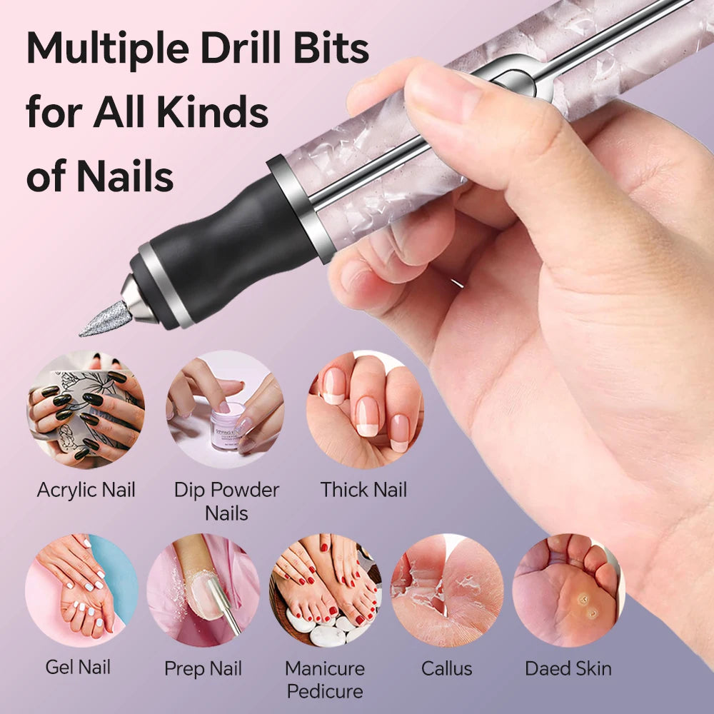 Professional Manicure Pedicure Kit, Cordless Rechargeable Nail Set for Manicure Polishing, Shaping and Gel Removal at Home Salon