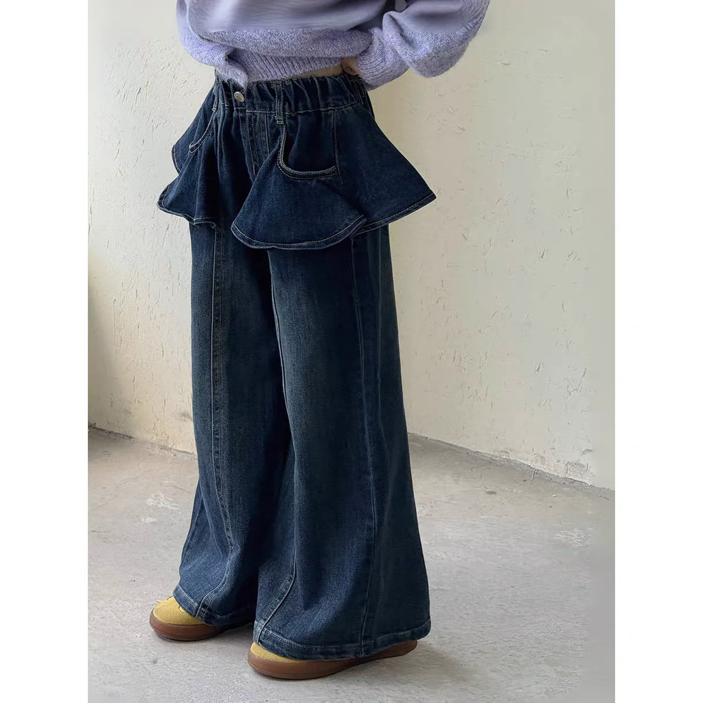 Girls' Jeans 2025 Autumn and Winter Korean New Style Children's Straight Leg Pants Casual and Fashion Kids Pants