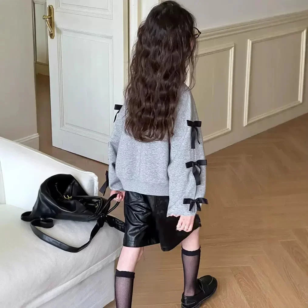 Children's Sweatshirts Girls Hoodie Bow Long Sleeve Top Sweatshirt Kids Clothes for Girls Autumn Spring  Kids Clothes Girls