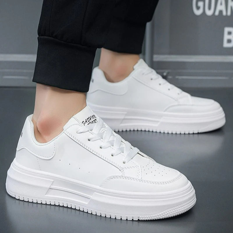 Men's Sneakers Outdoor Casual Shoes Fashion Lace-up Flat Running Shoes Low Top Breathable Tennis Shoe White Platform Men's Shoes